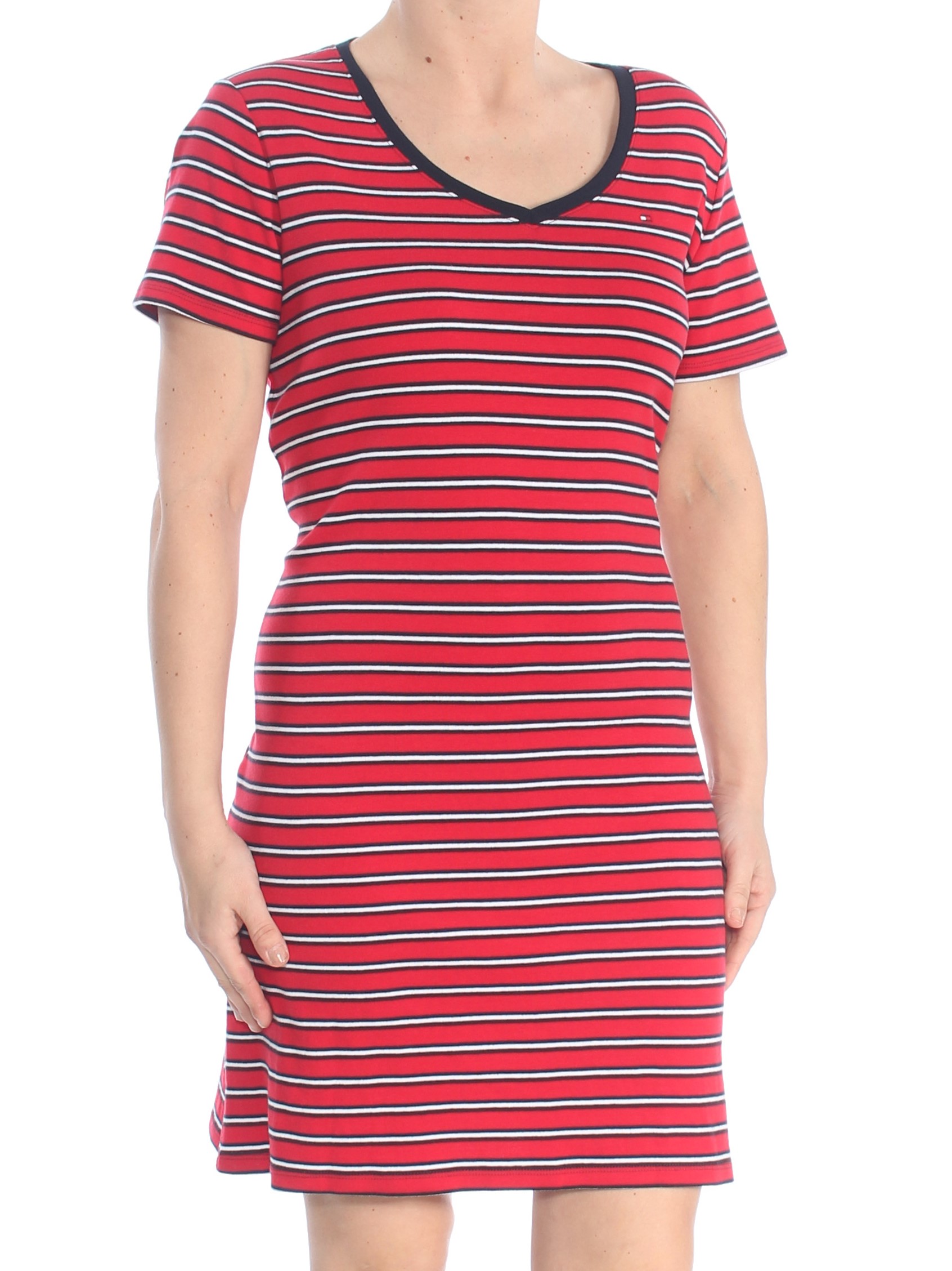 tommy hilfiger red and white striped dress