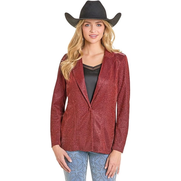 Rock and Roll Denim Womens Rock n Roll   Iridescent Blazer L Red