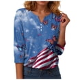 thumbnail image 5 of GEWSEY 2026 USA 250th Anniversary T Shirt Women – Patriotic American Flag V-Neck Top 3/4 Sleeve Independence Day Gift (Blue, XXL), 5 of 8
