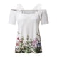 thumbnail image 4 of Pntutb Camiseta con estampado de mujer Manga corta Empalme de encaje Hombro frío Cuello en V tops Blusa informal de verano Pntutb Pntutb-4734, 4 of 5