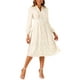 thumbnail image 2 of Vestido Floral de Manga Larga con Escote en V, Plisado y Fluido para Verano, Midi, S Beige, 2 of 6