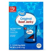Great Value Original Beef Jerky, 5 Packs, 1.25 oz Each