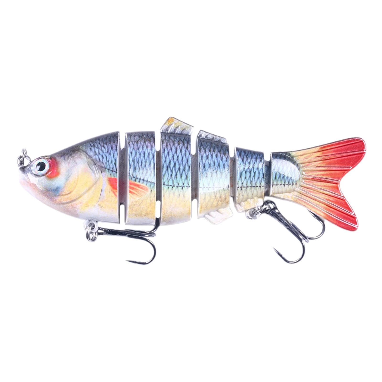 6-Segment Jointed Swimbait Fishing Lure – 3.9 Realistic Hard Bait with 3D Eyes Life-Like S-Shape Action Dual Treble Hooks for Bass Pike & Trout R