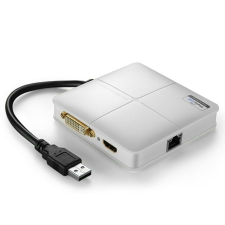 USB 3.0 to HDMI & DVI / VGA + RJ45 Gigabit Ethernet Network Adapter Converter - External Video Graphics Card For Dual Multi Display Monitor Setup Multiple Extended Desktop Screen
