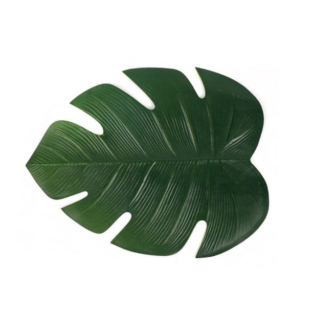 Advancent Hoja de mantel con forma de hoja, estera aislante de EVA, simulación de almohadilla de palma Tropical, accesorios de cocina para Mostrada verde oscuro