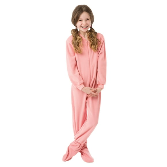 Big Feet Pjs Big Girls Kids Pink Fleece Footed Pajamas One Piece Sleeper Footie Pajamas