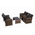thumbnail image 3 of Howcool 4‑Piece Patio Furniture Set,Wicker Outdoor Rattan Sectional Sofa with Cushions, Pillows & Glass Table,All‑Weather Outdoor Conversation Set for Garden, Porch, Backyard, Patio, 3 of 11