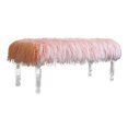 thumbnail image 1 of Vanity Bench with Pink Faux Fur and Clear Acrylic Legs, 1 of 3