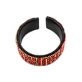 thumbnail image 3 of Multicolored Geometric Pattern Guatemalan Czech Glass Seed Beaded Wide Leather Cuff Bracelet - Womens Fashion Handmade Jewelry Boho Accessories, 3 of 3