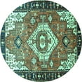 thumbnail image 1 of Ahgly Company Indoor Round Persian Turquoise Blue Traditional Area Rugs, 4' Round, 1 of 4