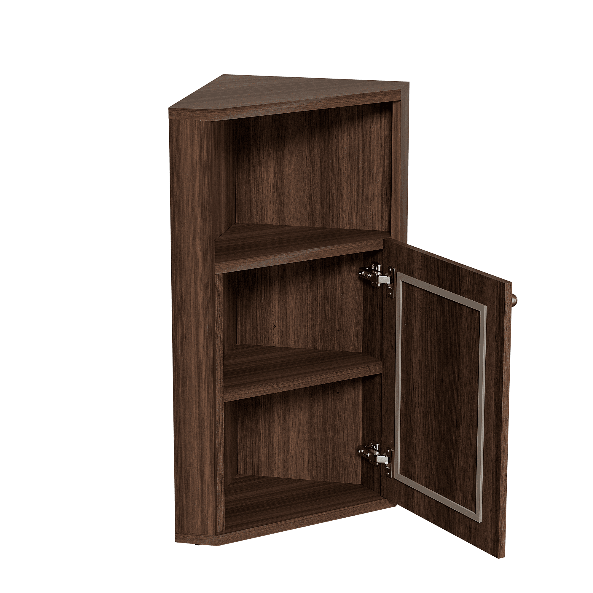 Mintazer Farmhouse Floor Corner Storage Cabinet with Open Storage, Barn Door & Adjustable Shelf for Bathroom, Living Room, Brown