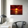 thumbnail image 4 of Nawypu  Canvas Prints Red Sun Large Modern Seascape Sea Giclee Paintings Canvas Wall Art Red Ocean Wall Decor Sunset Pictures Artwork for Walls Living Room Decor Office Home Decoration, 4 of 6