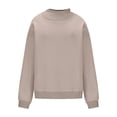 thumbnail image 5 of Moxiu Mock Neck Sweatshirt Women Plus Size Cute Oversized Sweatshirts Preppy Cozy Soft Slouchy Pullover Loose Fit No Hood Khaki,XXXXXL, 5 of 7