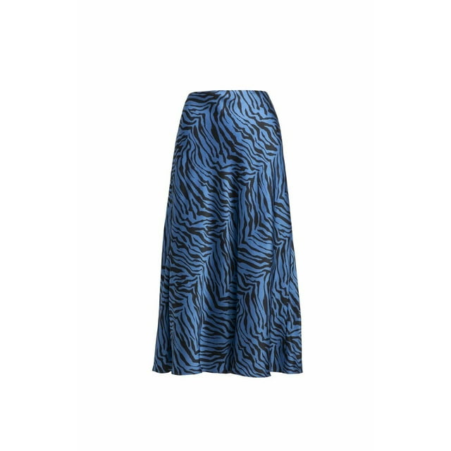 Rebecca Minkoff Davis Zebra Print Satin Twill Skirt Sapphire ( 2 )