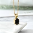 thumbnail image 4 of Gem Stone King 3.05 Ct Oval Black Onyx Green Peridot 18K Yellow Gold Plated Silver Pendant, 4 of 4