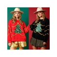 thumbnail image 4 of Sudaderas con capucha de retazos de purpurina para mujer, camiseta Vintage Harajuku, ropa de calle delgada de manga larga, ropa de Navidad, Top de otoño e invierno, 4 of 5