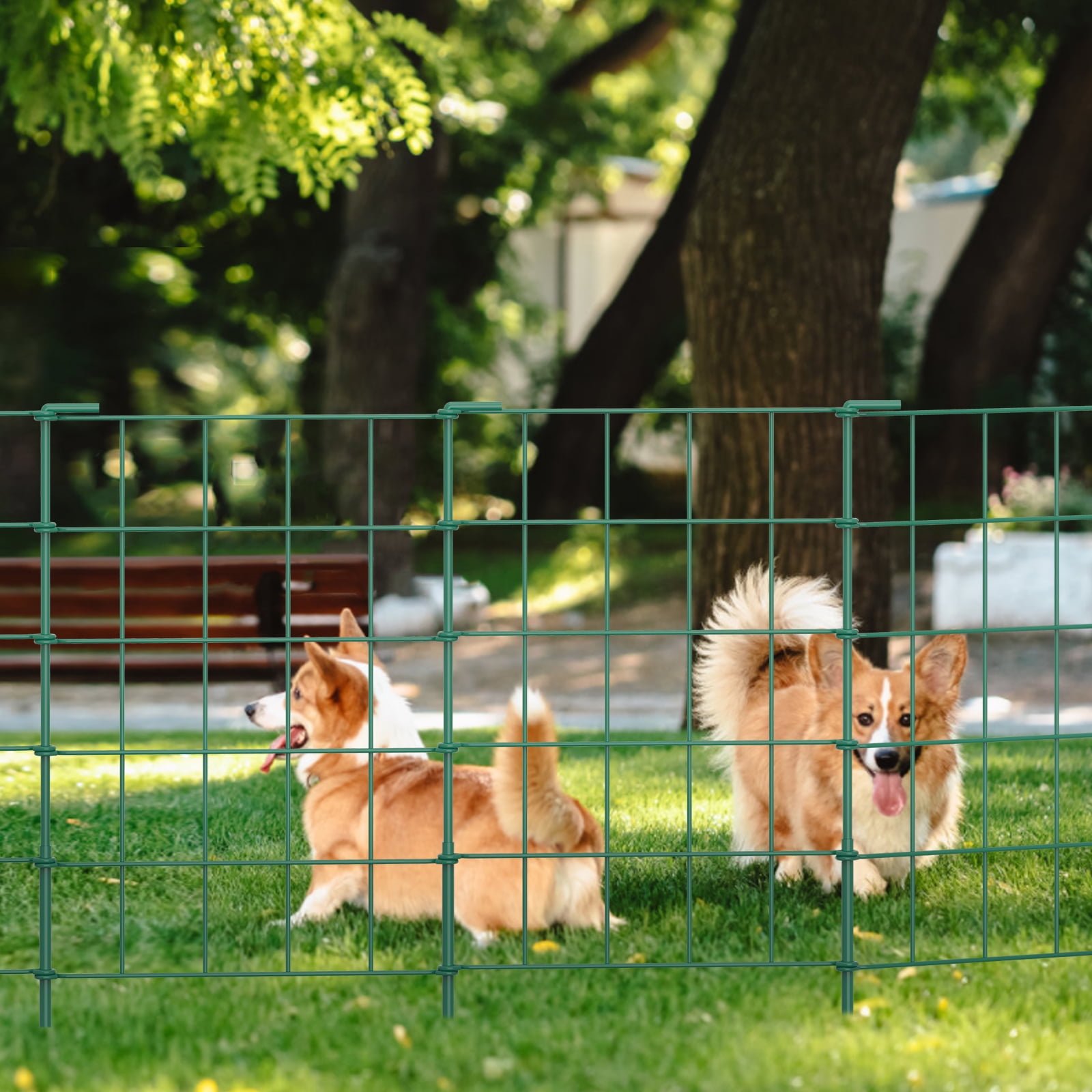 23.2" (H) x 35FT (L) Metal Decorative Garden Fence Outdoor Patio Barrier Raised Green