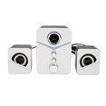 thumbnail image 1 of D-221 Bluetooth computer speaker with deep bass, 2.1-channel mini speaker for desktop computers, wedding party, white., 1 of 5