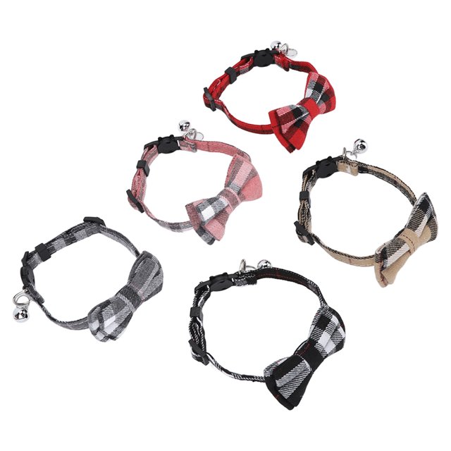 Collar ajustable para mascotas, collar para mascotas, collar ajustable seguro a cuadros para gatos, collar suave con pajarita para cachorros, innovación moderna