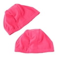 thumbnail image 1 of 2pcs Extensible Polyester Nager Confortable Ajustement Bonnets de Bain Chapeaux de Douche pour Hommes Adultes Femmes Longs Cheveux (Rouge Rose), 1 of 9