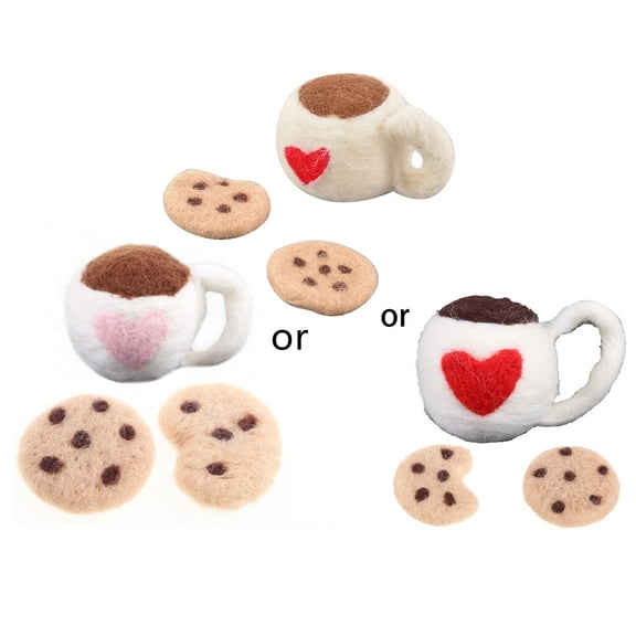 3 Pcs/Set DIY Baby Wool Felt Milk Tea Cup Cookies Decorations Newborn Photography Props Infant Photo Shooting Accessories Home Party Ornaments