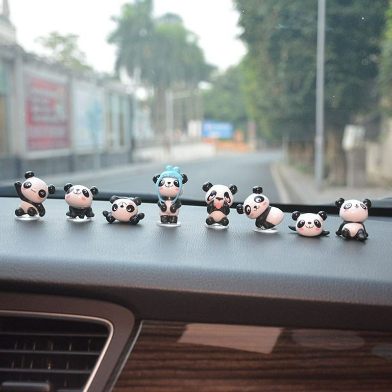 8Pcs/set Cute Panda Car Decoration Dashboard Toy Auto Car DIY Cartoon  Ornament Interior Supplies Decoration Accessories