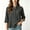Gray, variant on Asgosdo Women Tops 3/4 Sleeve Mandarin Henley Shirt Collar Solid Clothes Crinkle Textured Outfits Half Button Loose Casual Blouses All Season Womens Shirts