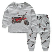 Little Boys Pajamas Sets Motorcycle2 Piece Pajiamas 100% Cotton Toddler Kid Sleepwear Size 2T