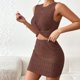 thumbnail image 2 of Conjunto de falda de 2 piezas para mujer Conjunto de falda superior sin mangas de algodón de color sólido Traje de vacaciones FLhrweasw  Nuevo, 2 of 7