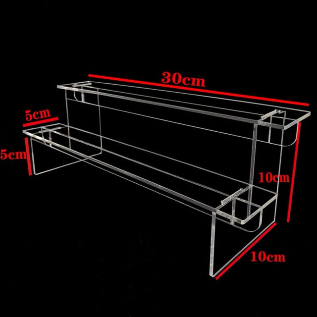 BUYISI Display Rack Storage Rack Acrylic Transparent Ladder Hand Made Model Small Toys Jewels Staircase Display Stand Desktop Decor Two Floors