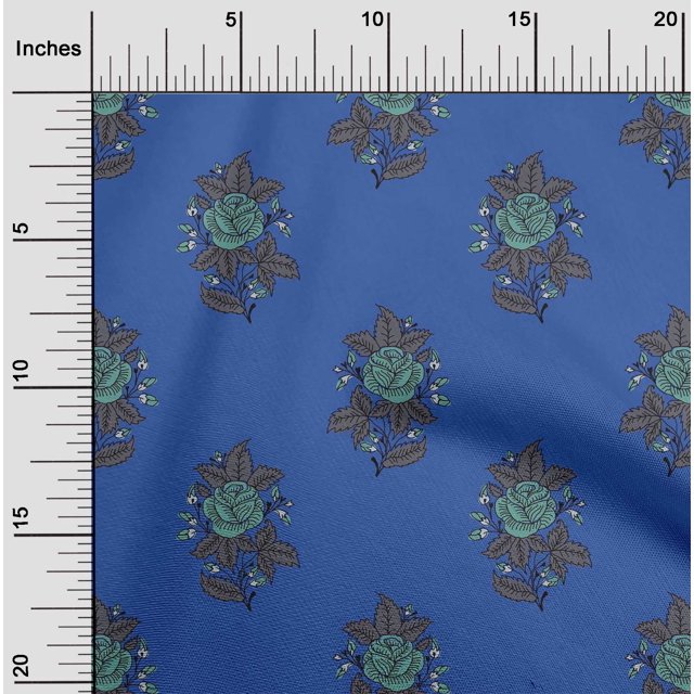 oneOone Silk Tabby Fabric Leaves & Floral Block Fabric Prints By Yard 42 Inch Wide