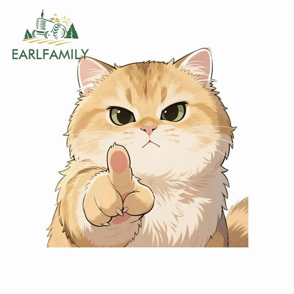 EARLFAMILY 5.1" Cat Refer to You Car Sticker Cartoon Funny Occlusion Scratch Waterproof Amusing Decal Suitable for Motorcycle Laptop Truck Windows