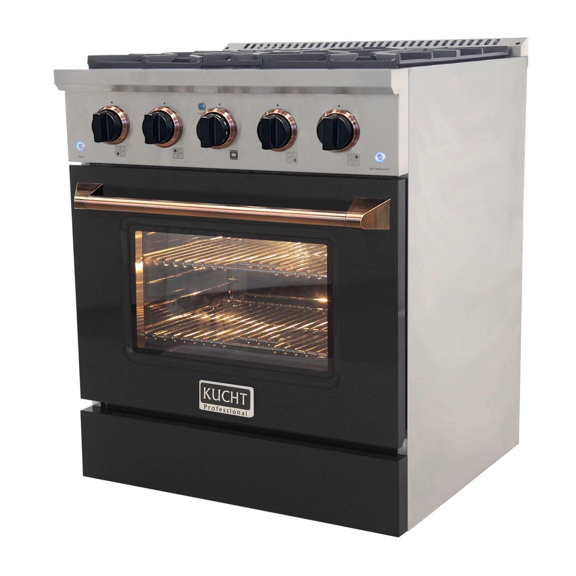 30 in. 4.2 cu. ft. Dual Fuel Range Natural Gas in Gold Handle & Gold Ring Knobs.