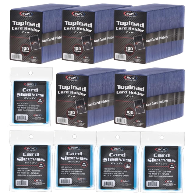 Fundas para cartas y toploaders BCW para combo de cartas - 500 unidades | Top loaders premium y fundas penny sin ácido | Ideal para cartas de fútbol americano, Magic: The Gathering, Pokémon y béisbol