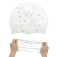 thumbnail image 5 of Unique Bargains 1 Pc Silicone Waterproof Vines Print Swim Cap Pink White, 5 of 5