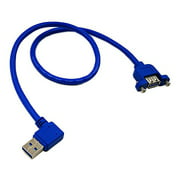 zdyCGTime 20" Panel Mount USB 3.0 A Female to 90 Degree Right Angled USB A Male Extension Cable with Screws(Blue)