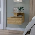 thumbnail image 2 of Macadamia 2-Tier Shelf Floating Nightstand,Natural Wood Furniture Bedroom Nightstands, 2 of 7