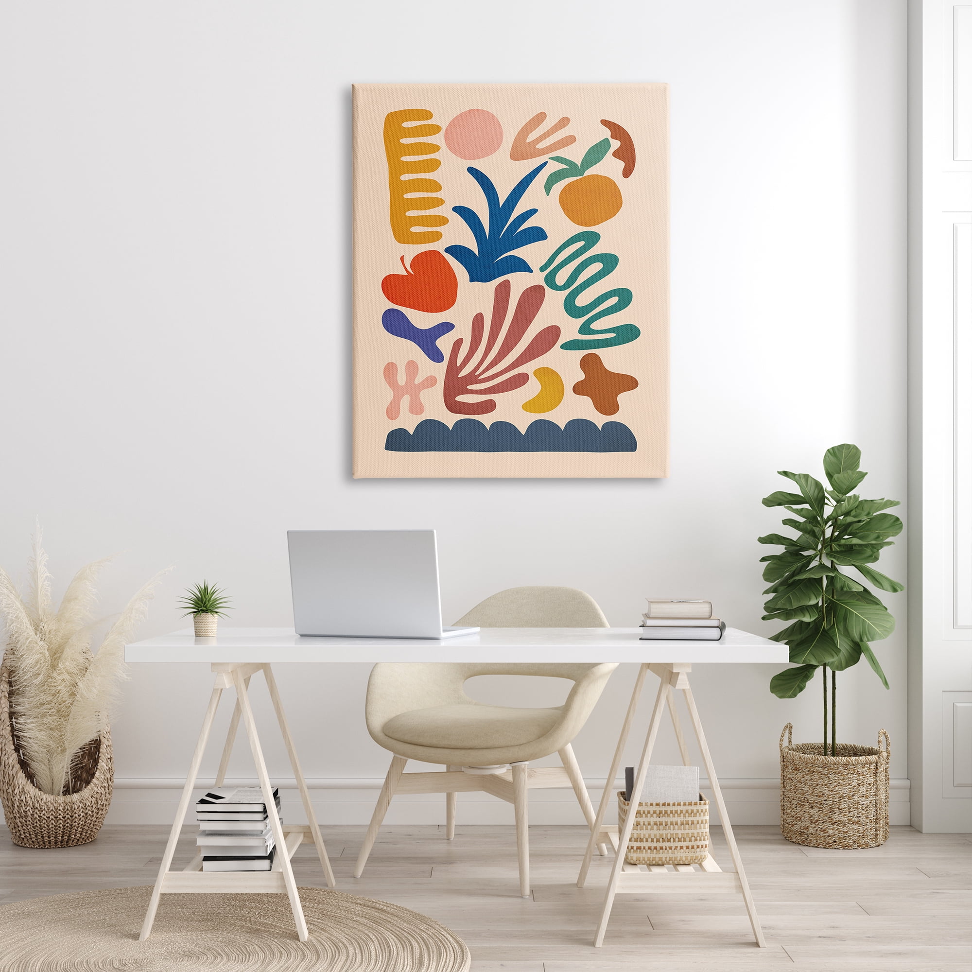 Stupell Industries Abstract Cutout Fruit Plant Shapes Geometric Botanicals Graphic Art Gallery Wrapped Canvas Print Wall Art, Design by JJ Design House LLC