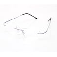 thumbnail image 4 of 3 Pairs of Mens Rimless Rectangle Purple Light Weight Reading Glasses 3.50 Anti-blue Light Classic Business Readers Flexible Metal Presbyopic Eyeglasses +3.5, 4 of 5