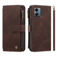 thumbnail image 2 of PU Leather Wallet Case for Motorola Moto G Play 2025 6.8",9-Card Holder, Zipper Bills Slot, Magnetic Shoulder Strap & Wristlet Cover,Brown,For Moto G Play 2025, 2 of 9
