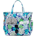 thumbnail image 3 of Waterproof Oxford Cloth Leaf Print Tote Bag - Extra Large 20.5"x8"x15.7" Travel Storage with Zip Closure, Rope Handles, Side Pockets & Foldable Design for Beach, Gym, Camping & Outdoor Activities, 3 of 6