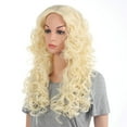thumbnail image 3 of Onedor Long Hair Curly Wavy Full Head Halloween Wigs Cosplay Costume Party Hairpiece (Pale Blonde), 3 of 6