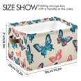 thumbnail image 4 of Yayeee Canvas Storage Basket with Handles for Shelves Fabric Bins Closet Organizer, Green Butterflies, 4 of 8