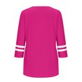 thumbnail image 4 of Plus Size Tops for Women under $5 3/4 Sleeve Color Block Round Neck Solid Color Casual Top Hot Pink XL, 4 of 5