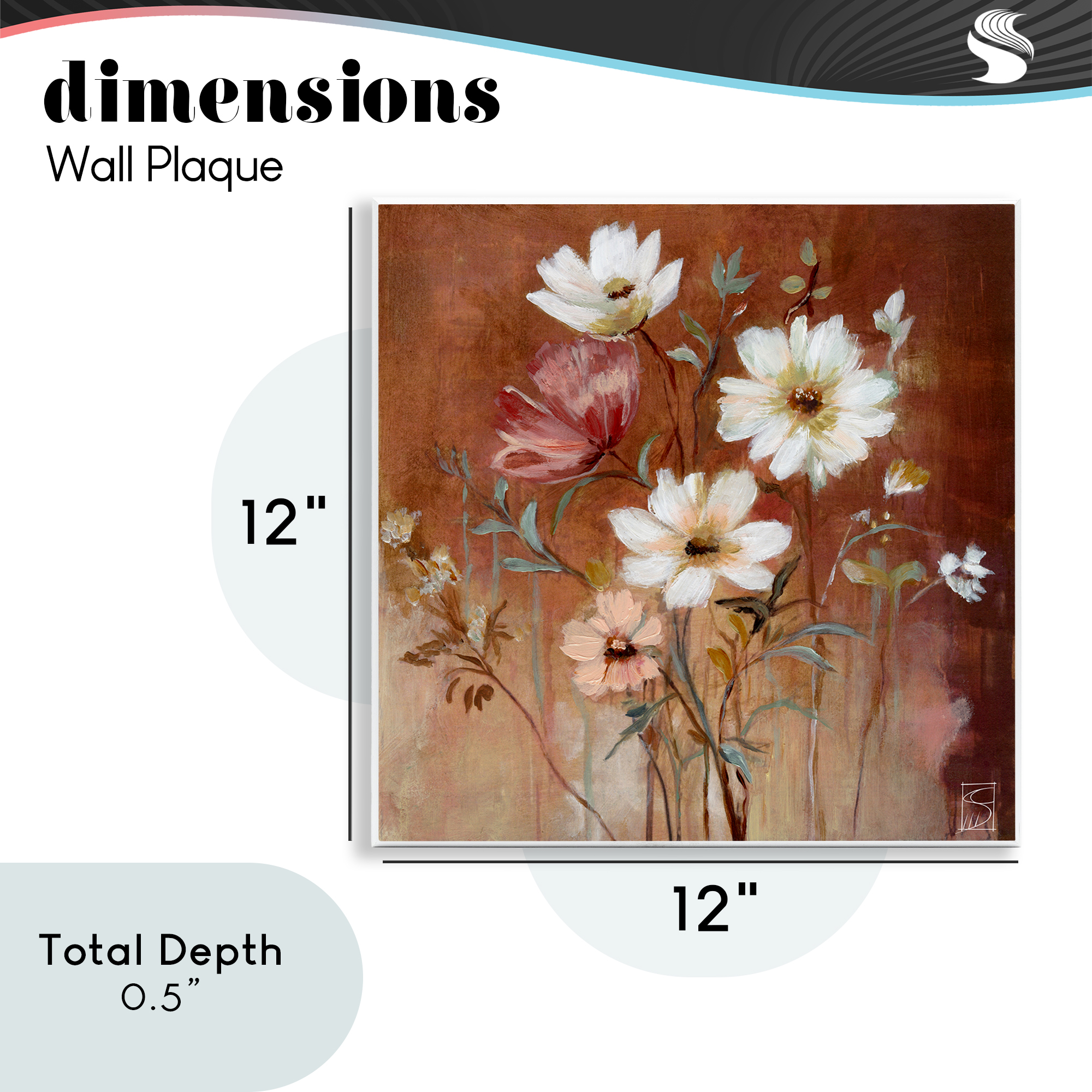 Mocha Flowers Collection Wall Plaque Art, design by Sara Culpepper