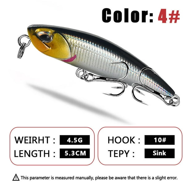 Alician 53mm/4.5g Sinking Pencil Fishing Lure With Treble Hooks