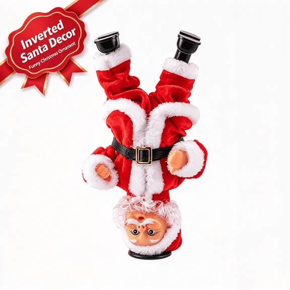 Christmas Santa Claus Figurine, Electric Rotating Handstand Santa, Funny Upside Down Santa Table Decor, Indoor Christmas Decorations Xmas Decor by MPOISVA