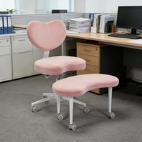 JONPONY Cross Legged Chair with Wheels, Adjustable Height, Meditation ADHD Chair with Back Support, Home and Office, Teddy fleece, Pink