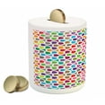 thumbnail image 2 of Colorful Piggy Bank, Colorful Patterns with Curves Geometry Cheering Creative Ornamental Design, Ceramic Coin Bank Money Box for Cash Saving, 3.6" X 3.2", Multicolor, by Ambesonne, 2 of 4