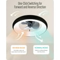 thumbnail image 3 of Soilsiu Low Profile Ceiling Fan with Dimmable LED Lights, Reversible Blades, Remote Control - 5 Invisible Blades - Semi Flush Mount - 21.5 inches - Black, 3 of 7